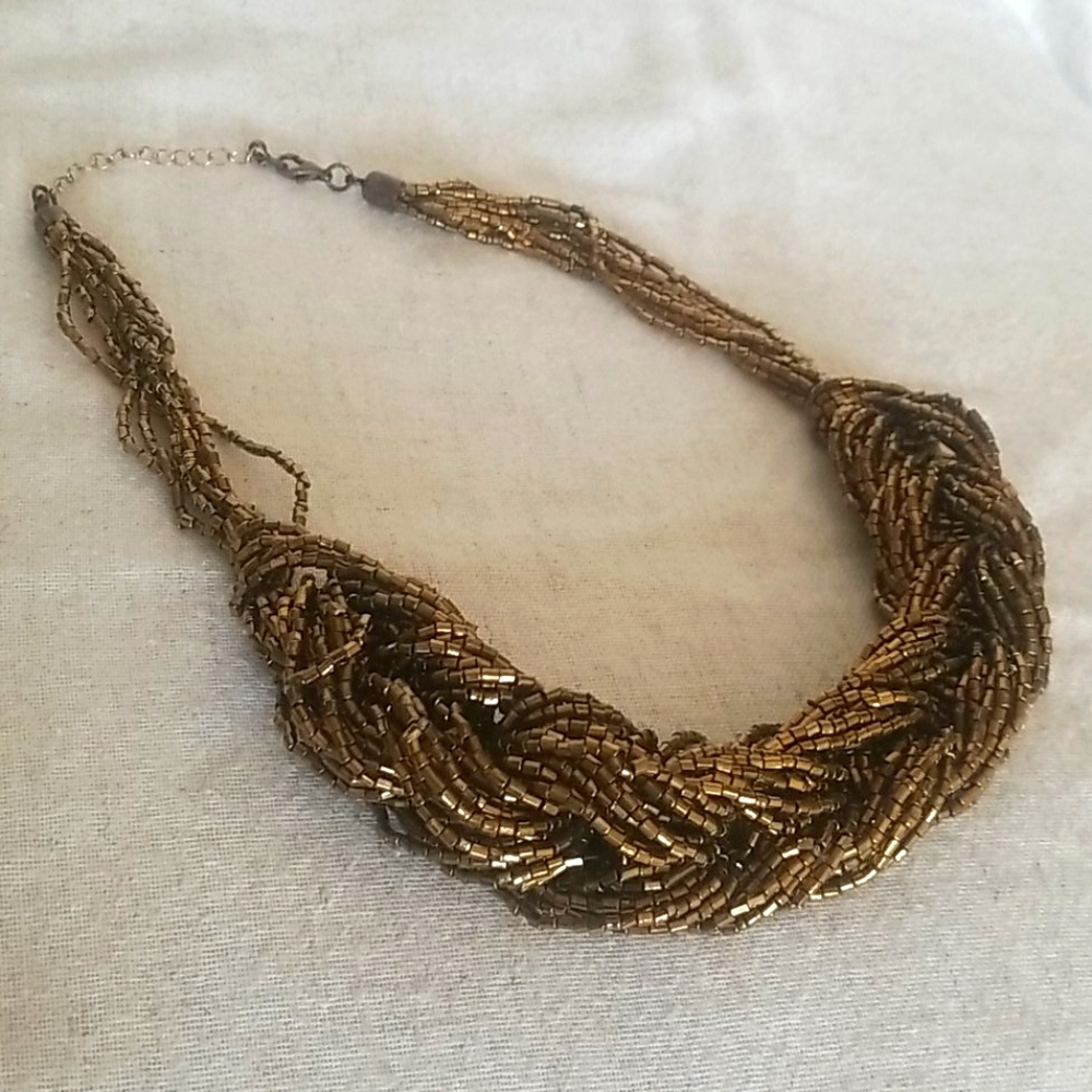 Gold Beaded Statement Necklace